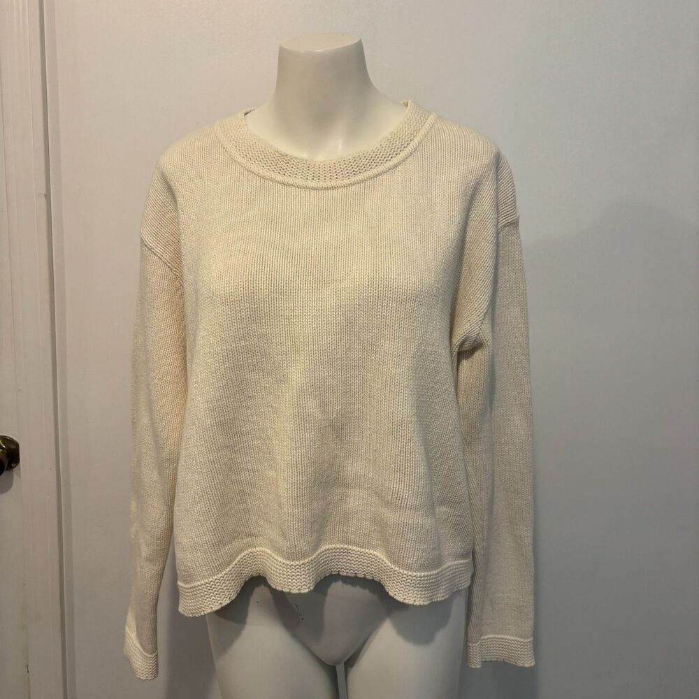 Chaval size 2 100% Cotton Cream Neutral Preppy Equestrian Old Money Sweater